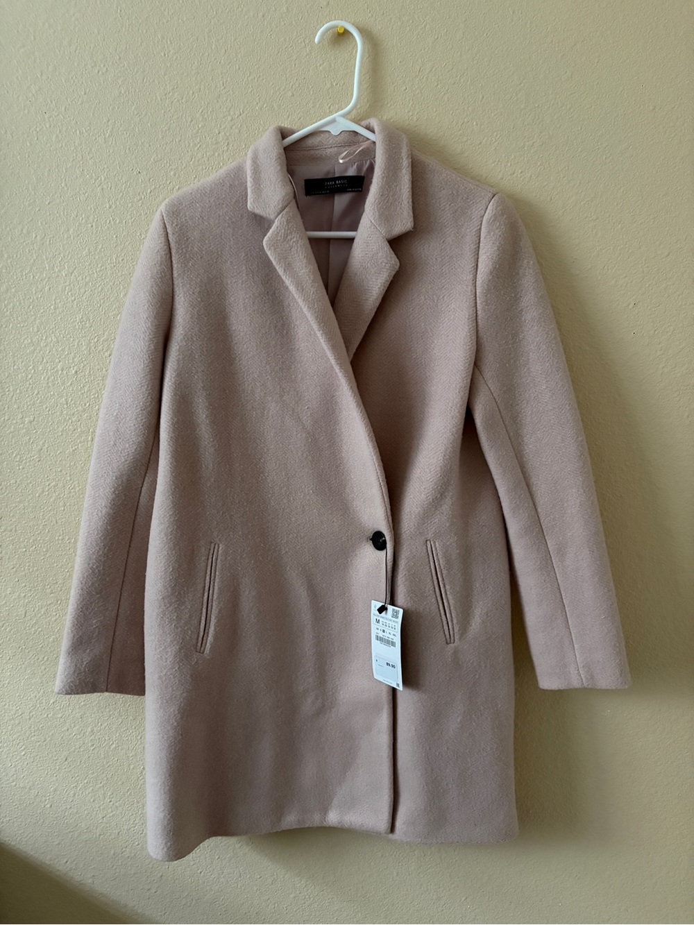 Zara Classic Single-Button Women’s Coat - Blush